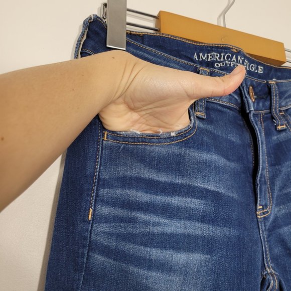 American Eagle Outfitters | Blue Mid Wash Jegging Jeans Stretch Whiskered 4 - Picture 5 of 11